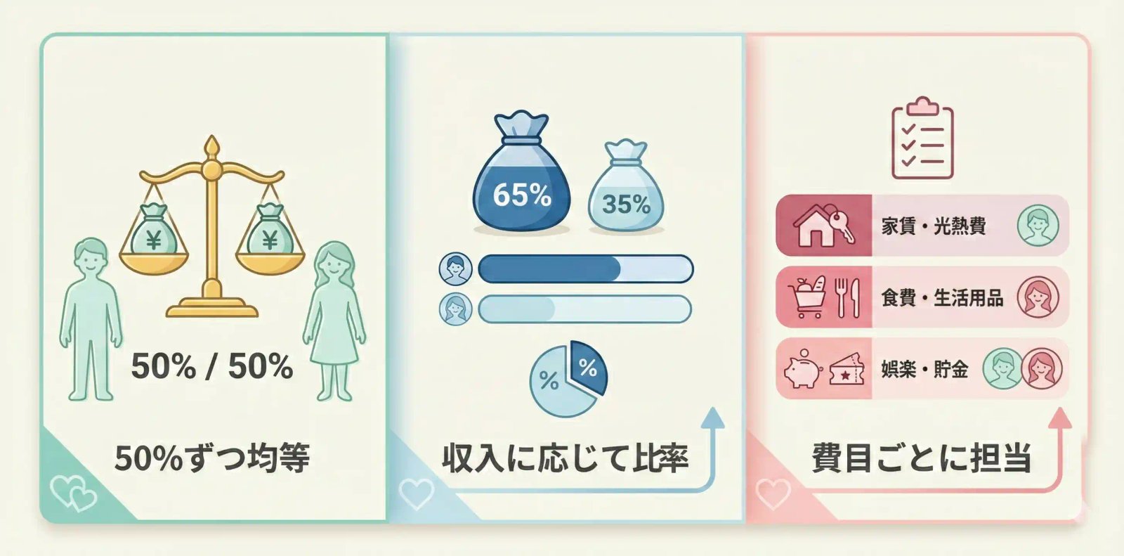 お金の管理と分担方法の比較
